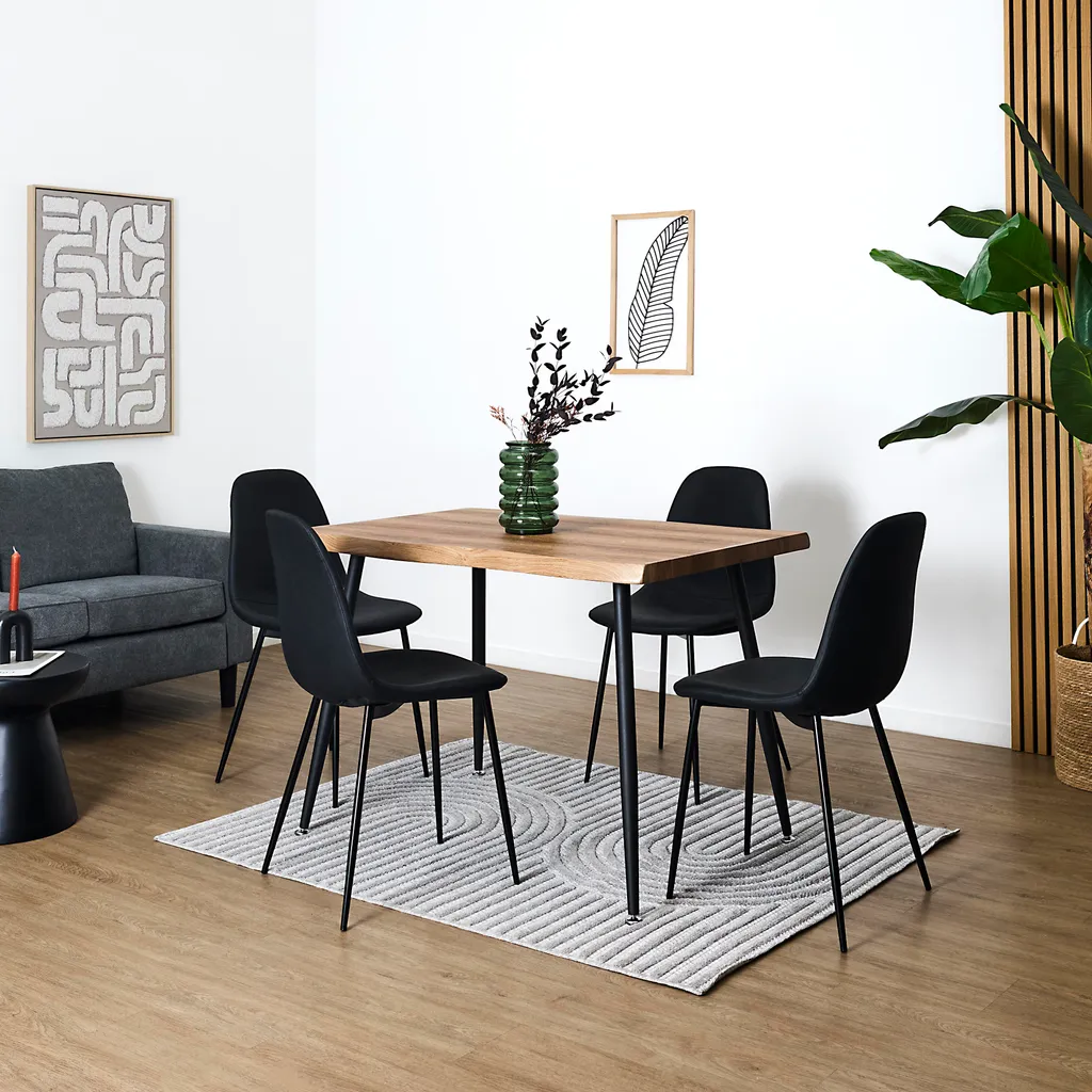 Table de Repas Forest Noir - Table à Manger Design Industriel Chic