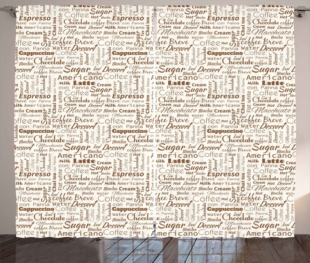 ABAKUHAUS Creme Umber Rustikaler Gardine, Amerikanischer Kaffee, Schlafzimmer Kräuselband Vorhang mit Schlaufen und Haken, 280 x 225 cm, Umbrabrau...