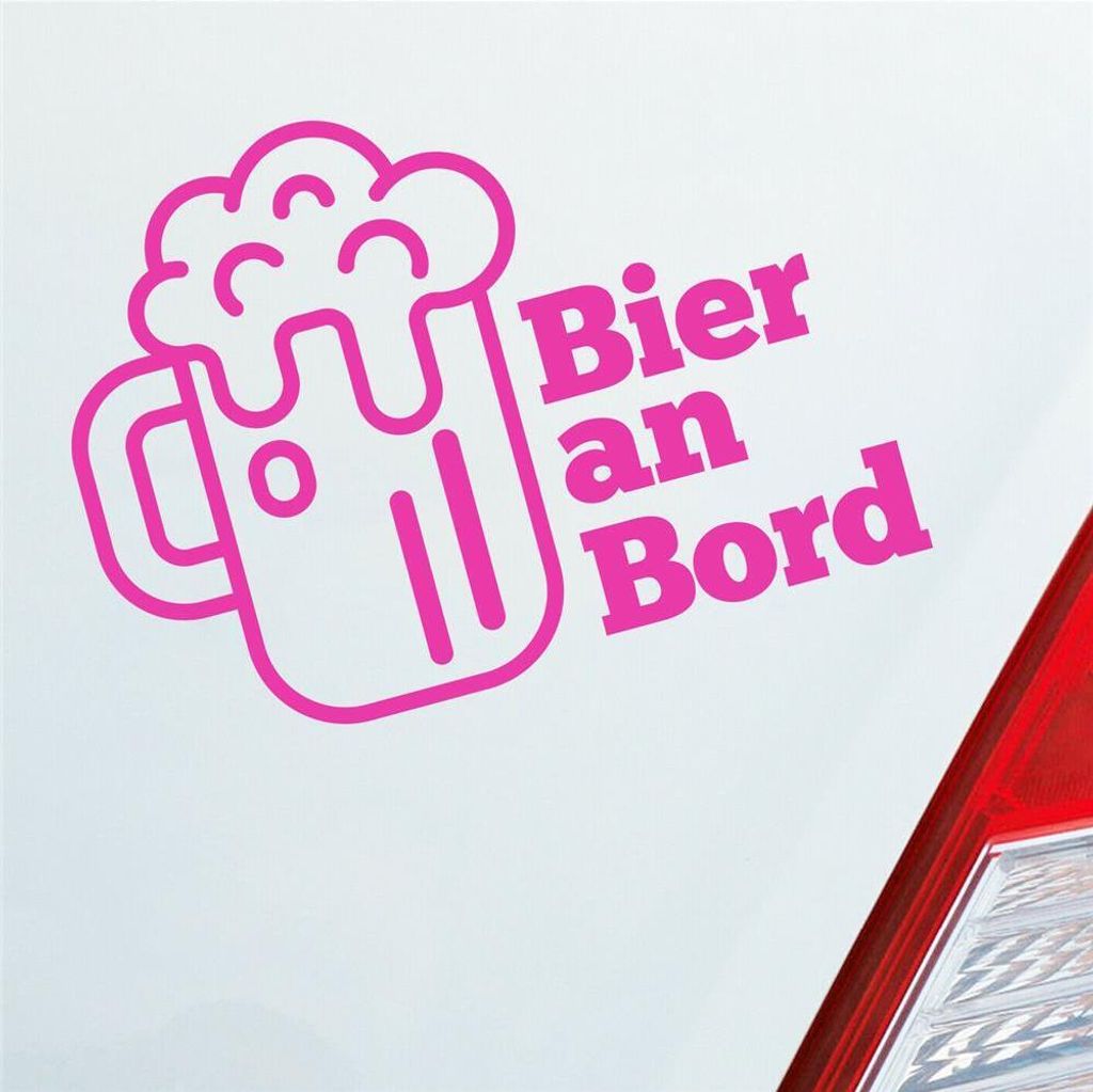 Auto Aufkleber Bier an Bord Beer Saufen Party feiern 13x10 cm Pink Sticker Heckscheibenaufkleber