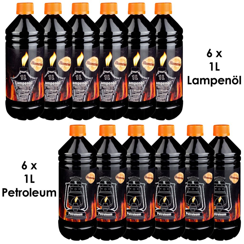 Lampenoel Lampenöl Petroleum Set Petroleumheizung Petroleumofen Lampe Kamin Kerosin Reiniger Fackel Laterne Öl 12 Liter Öllampe flüssig Gartenf...
