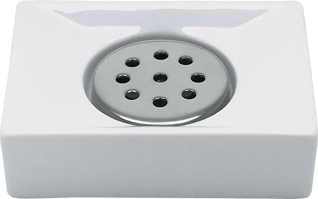 Porte-savon Design pour Vasque Spirella Quadro Porcelaine Blanche 11cm