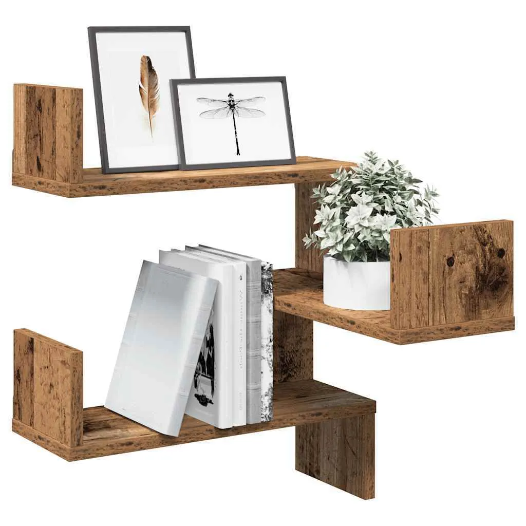 2 Scaffali Angolari Parete Legno Antico 40x40x49.5 Maison Exclusive
