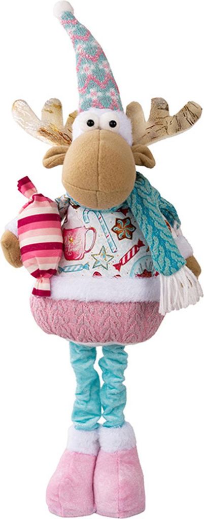 Rosa Plüsch-Weihnachtspuppe, einziehbar, stehend, Schneemann, Weihnachtsmann, Rentier, Oma-Puppen für Schlafzimmer, Zuhause, Fenster, Schreibtisc...