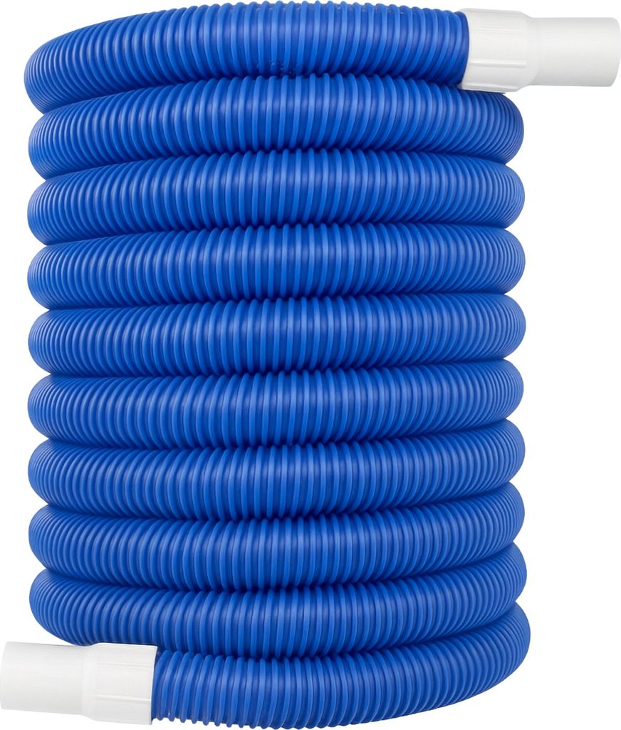 Relaxdays Poolschlauch, 32 mm Spiralschlauch, 10 Meter lang, Wasserschlauch für Pool & Garten, Kunststoff, blau/weiß