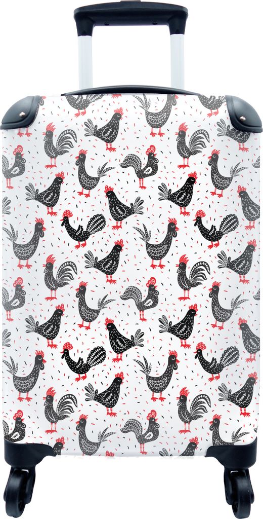 MuchoWow MuchoWow Koffer Handgepäck Trolley Rollkoffer Kleine Reisekoffer mit 4 Rollen - Muster - Huhn - Vogel - Cabin Size < 55x40x23 cm & 55...