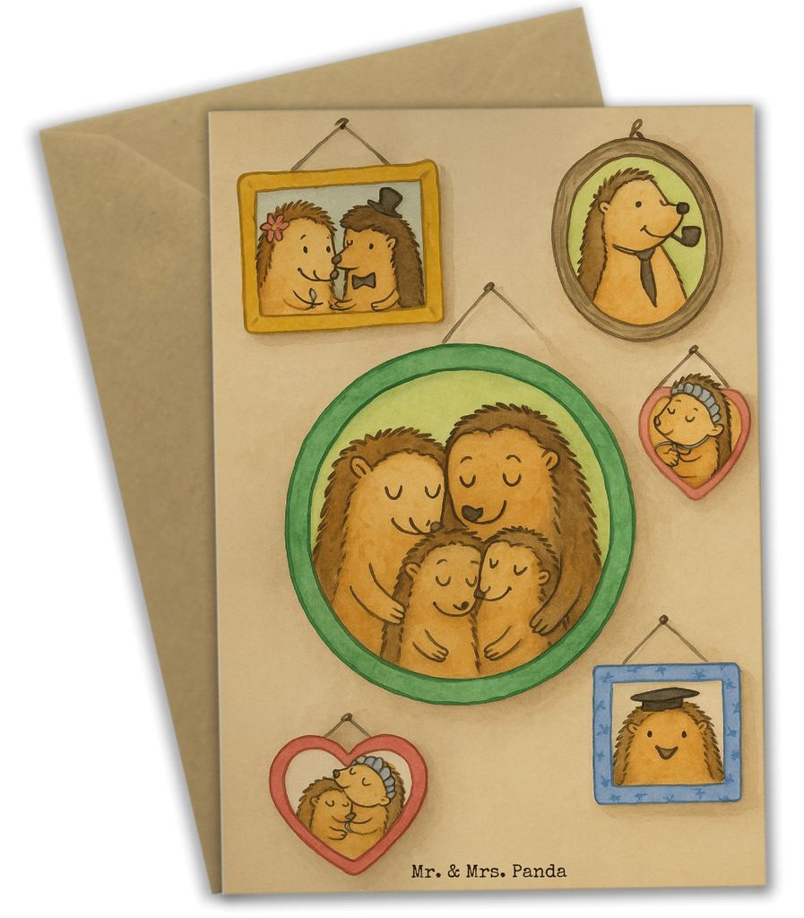 Mr. & Mrs. Panda Glückwunschkarte Igel Familie Design - Weiß - Geschenk, Bilder, weihnachtskarten, Liebe, einladungskarten, Grußkarte, osterkart...