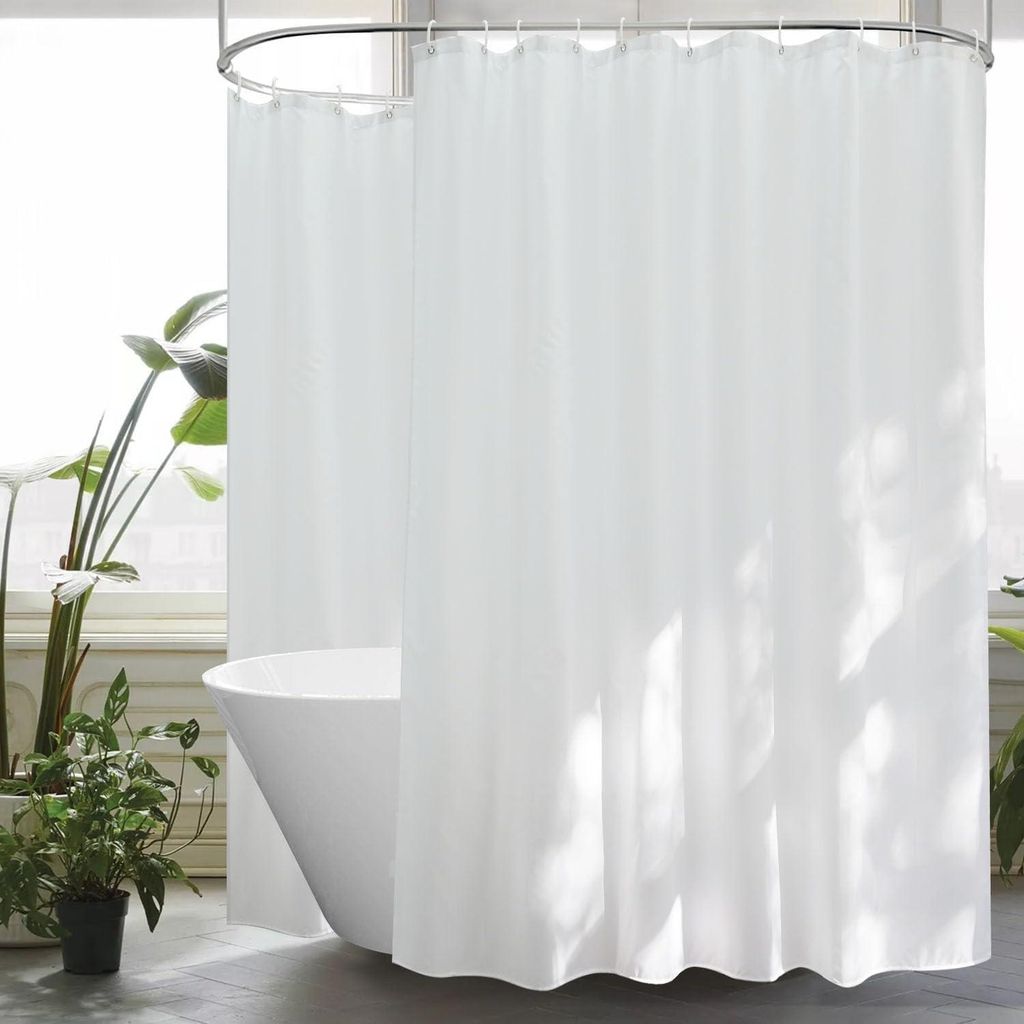 Extra Breiter Textil Duschvorhang Weiß 300x200 Anti Produktbild 