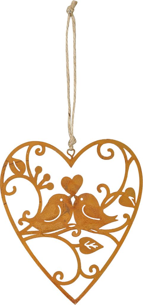 Schild Herz 10x12cm Vogel Gartendeko Türschild Edelrost Wandbild Rostdeko Deko