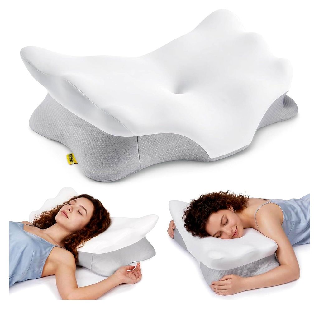Kühlendes Halswirbelkissen zur Schmerzlinderung, verstellbar und ergonomisch, Memory-Foam-Kissen mit Armlehne, geruchloses orthopädisches Nackens...
