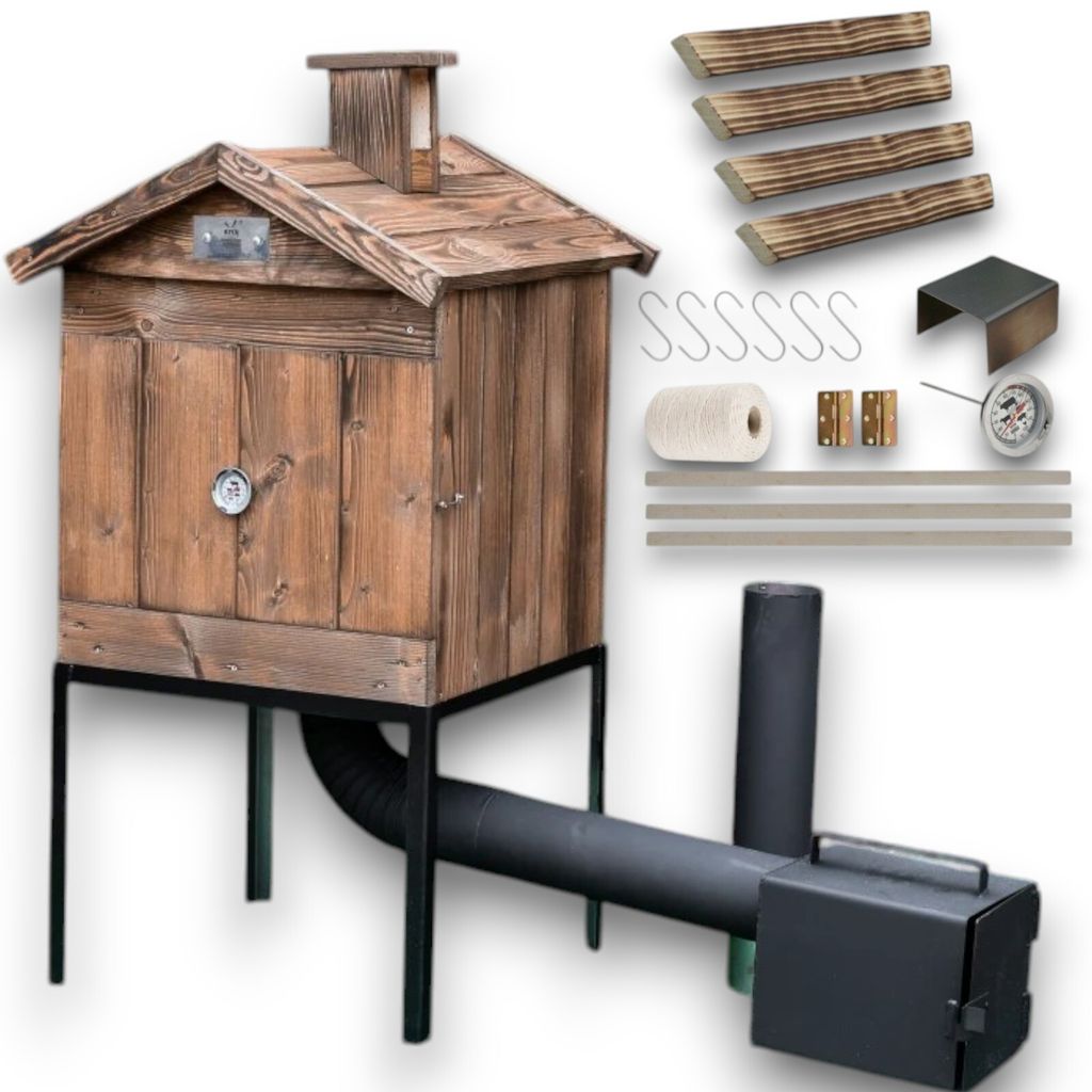 Räucherkammer Räucherei Holz 50x50x50 cm Imprägniert Räucherofen Räucherschrank Garten Holzräucherei Fuerkammer Smoker Garten aus Holz mit T...