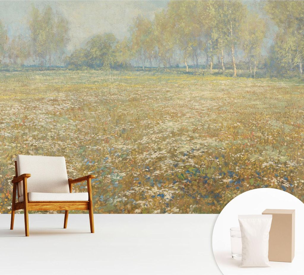 Fototapete - 312x219 cm - Tapete - Wandtapete - Wandbilder - Dekofolie - Tapete Folie - Wand - Dekoration - Wohnzimmer - Blühendes Feld