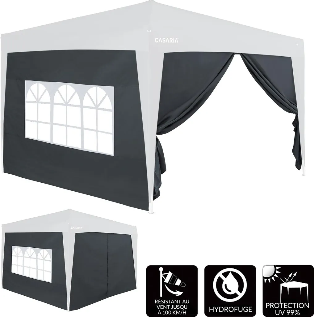 Parois de tonnelle pour réception et fête de jardin 3x2m gris anthracite 2pcs