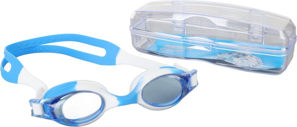 Kinder schwimmen Schutzbrillen klare Aussicht Eye Wear Badegläser PC Brille für Jungen Mädchen Blau Weiß