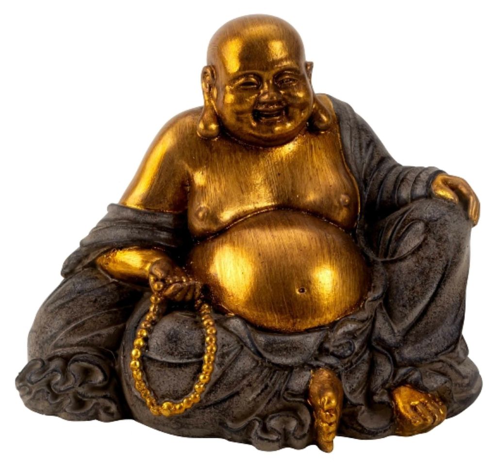 Happy Buddha Statue - innen/ausen - Kunststein - 17 x 20 cm