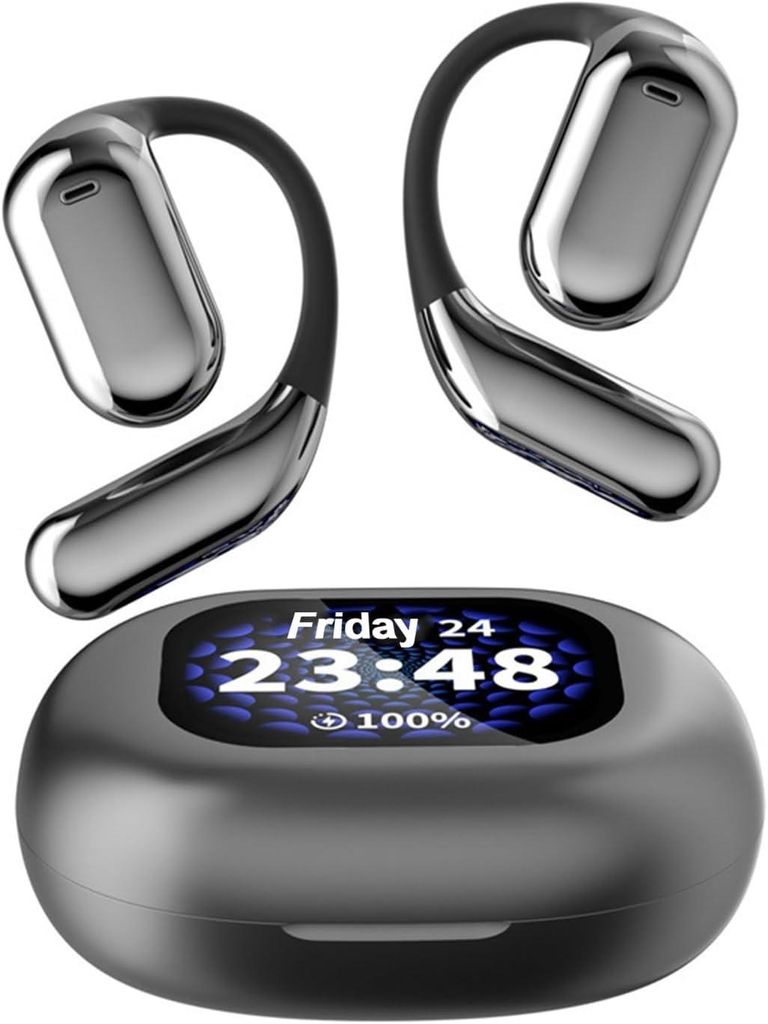 Open Ear Kopfhörer mit Bildschirm Earbuds Air Bone Conduction Headphones Touchscreen schnurlose drahtlose Ohrhörer Knochenschall Earphones Kopfho...