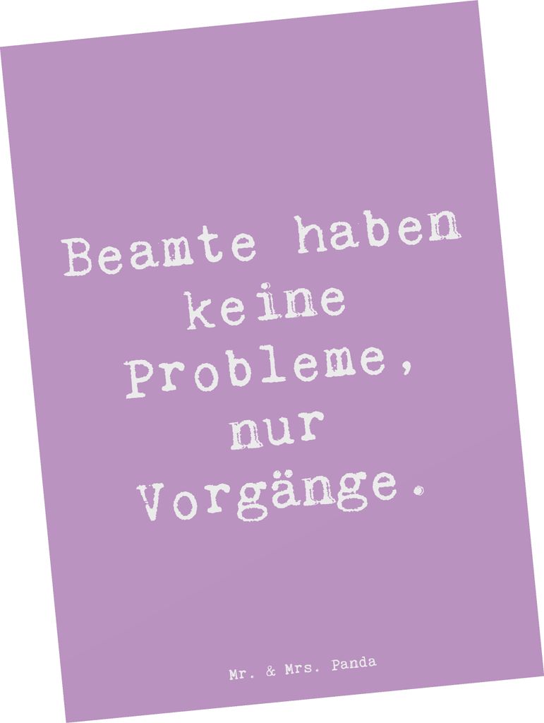 Mr. & Mrs. Panda Grußkarte Spruch Beamter ohne Probleme - Lavendeltraum - Geschenk, Beruf, humorvoll, kunstkarte, öffentlicher Dienst, Polizei, P...