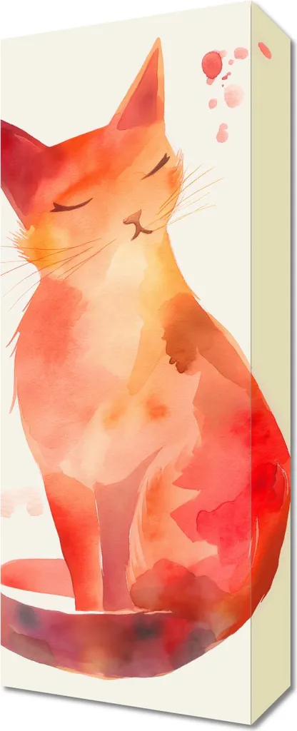 Biglietto Di Auguri Con Gatto Lunare – Stile Acquerello, 145x145 Mm, Prodotto In UK Su Carta Riciclata