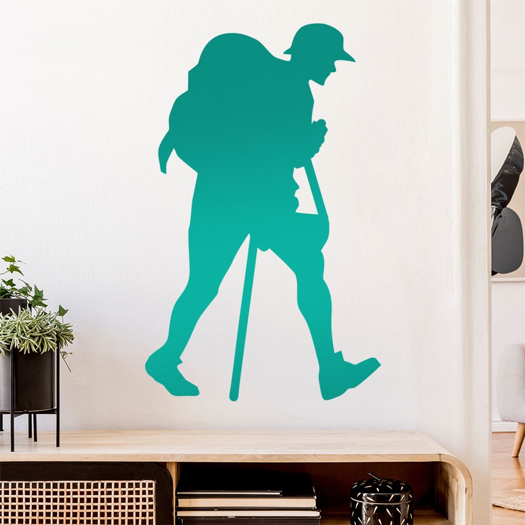 Wandern Trekking Figur Wandtattoo Wandaufkleber Wall Sticker - Dekoration, Küche, Wohnzimmer, Schlafzimmer, Badezimmer