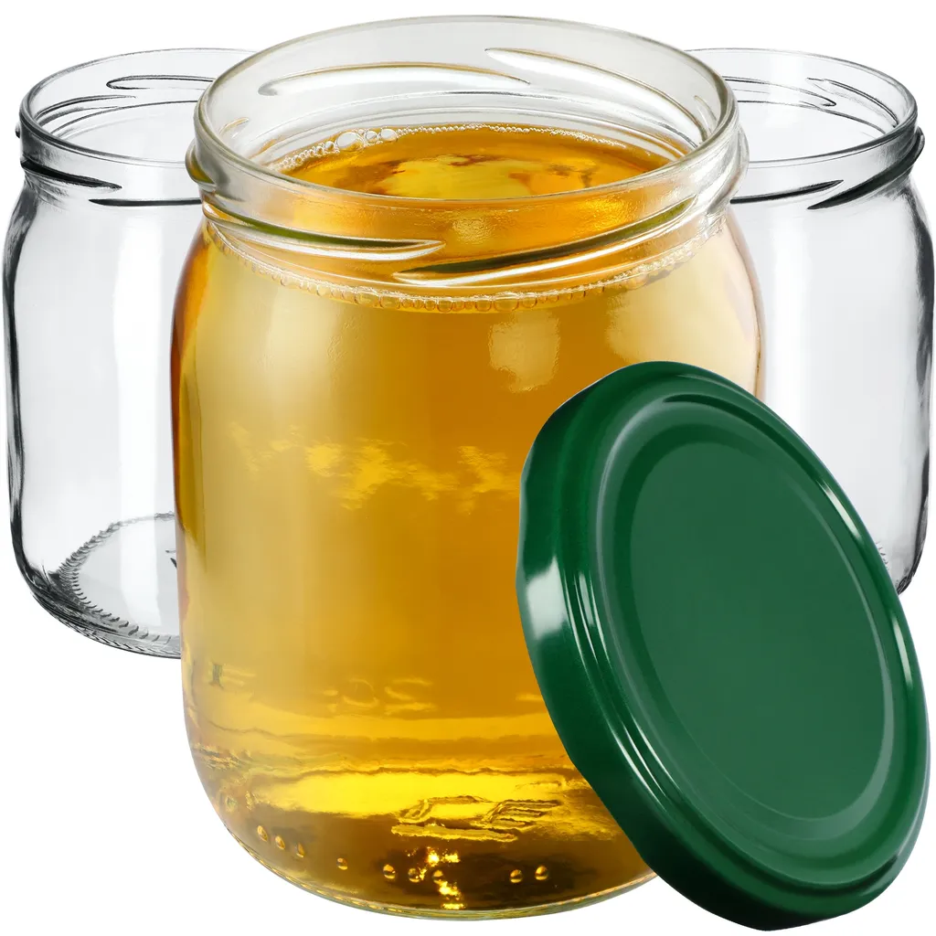 KADAX Barattoli Conserve 540ml Senna con Coperchio Verde - Set 48 Pezzi