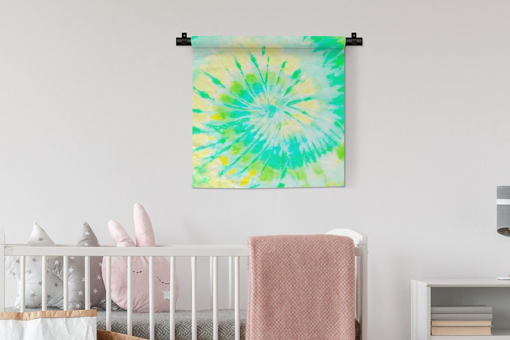 MuchoWow Wandteppich Wandbehang Sommer - Krawattenfärbung - Gelb 60x60 cm Tapisserie Dekoration Wandtuch - Dekorationen - Wand Decke