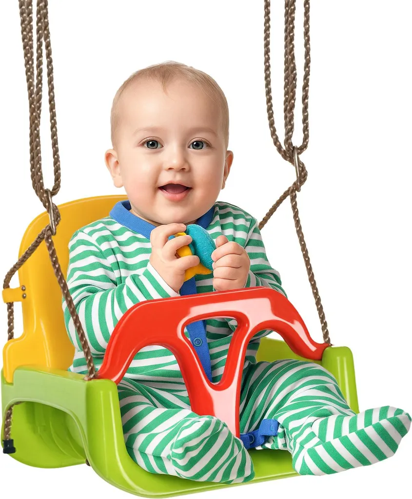 Outsunny Balançoire Bébé 3 en 1 évolutive avec Dossier et Barre en T