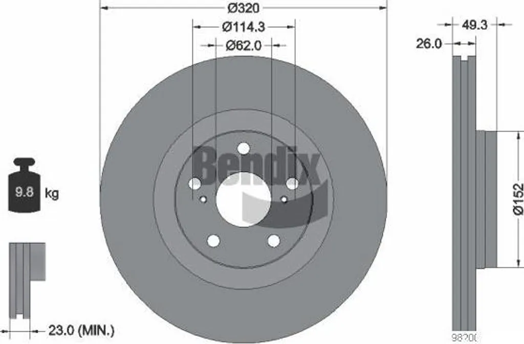 Disque de frein de rechange pour Toyota Avensis BENDIX BDS1839