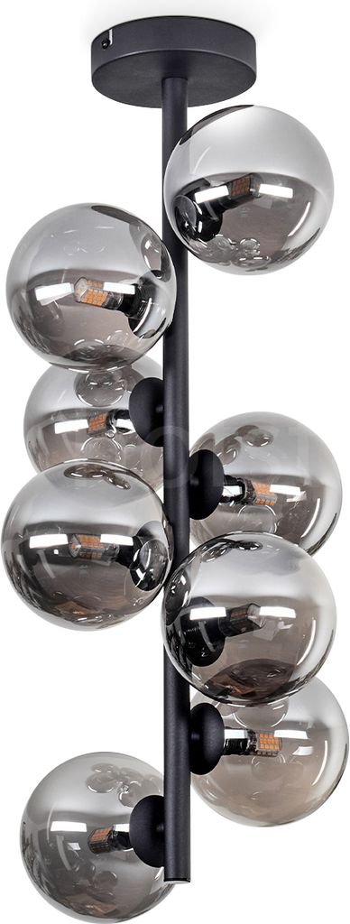 Isorella Deckenlampe aus Metall/Glas in Schwarz/Rauchfarben