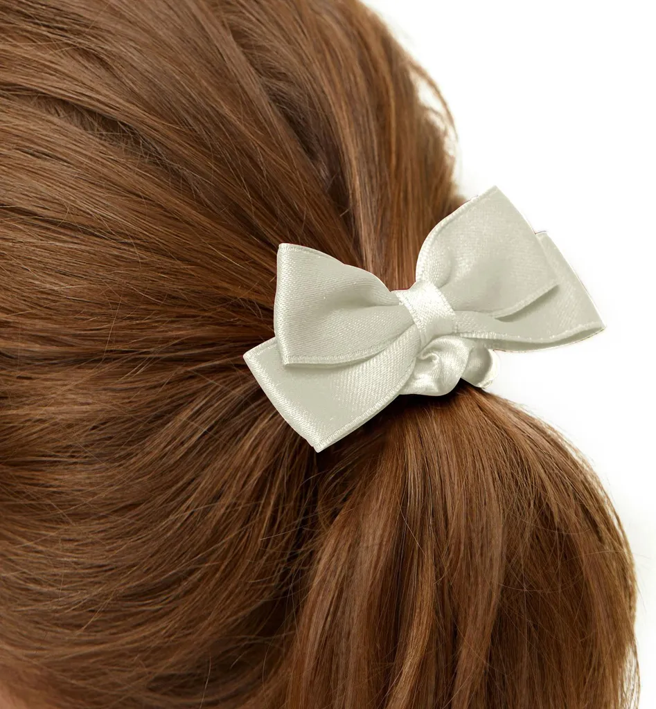 Elegante cravatta in raso con fiocco bianco alla moda - 3