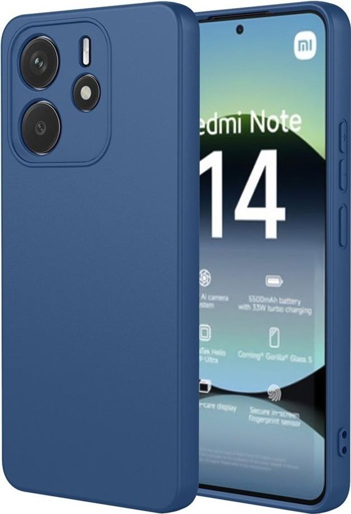 Hülle für Xiaomi Redmi Note 14 4G 164.8mm - Phonesta Soft Silk Silikon Back Cover - Dunkelblau