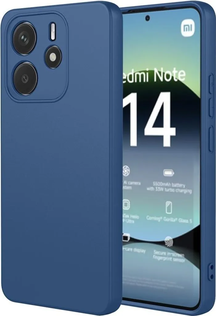 Cover Redmi Note 14 4G Blu Scuro - Phonesta Silicone Morbido Silk