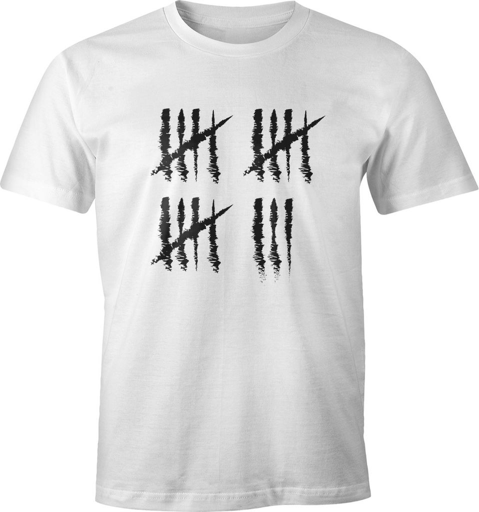 Herren T-Shirt 18 Geburtstag Strichliste Striche Jubiläum Jahrgang Geschenk Alter Fun-Shirt Moonworks weiß 4XL
