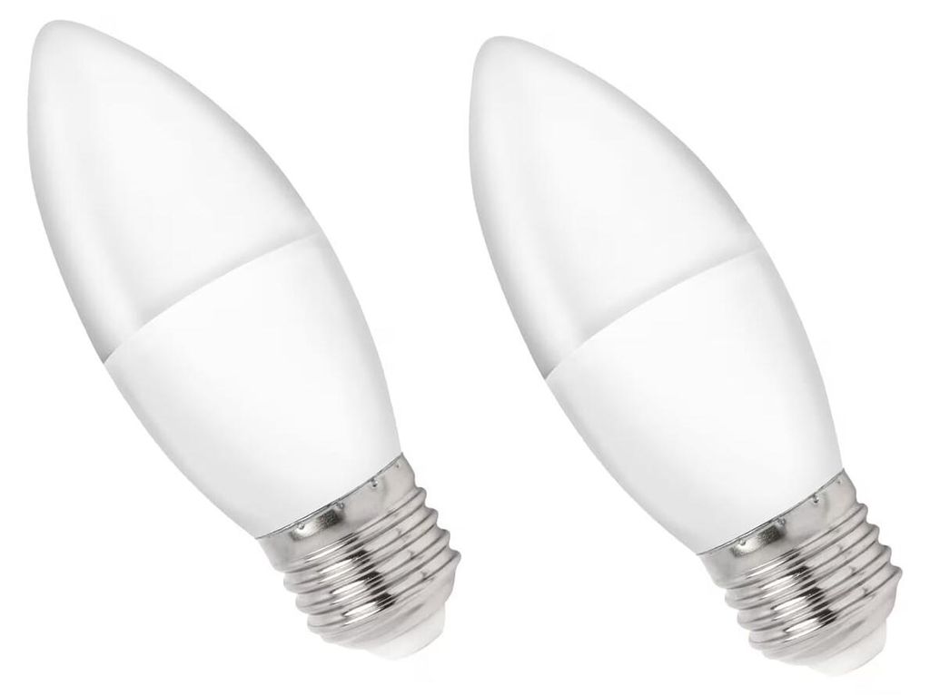 Spectrum LED-Kerzenlampe E27 4W - 230V - 340 Lumen - 6000K Kaltweiß - Helles Tageslicht - Energieeffizient - 2 Stück