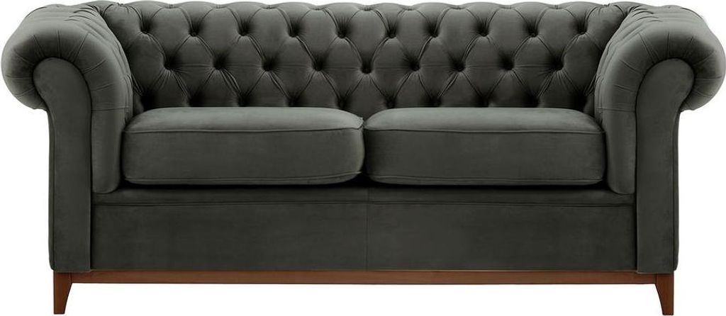 Dreisitzer-Sofa Chesterfield Wood-Velluto 19-dark oak