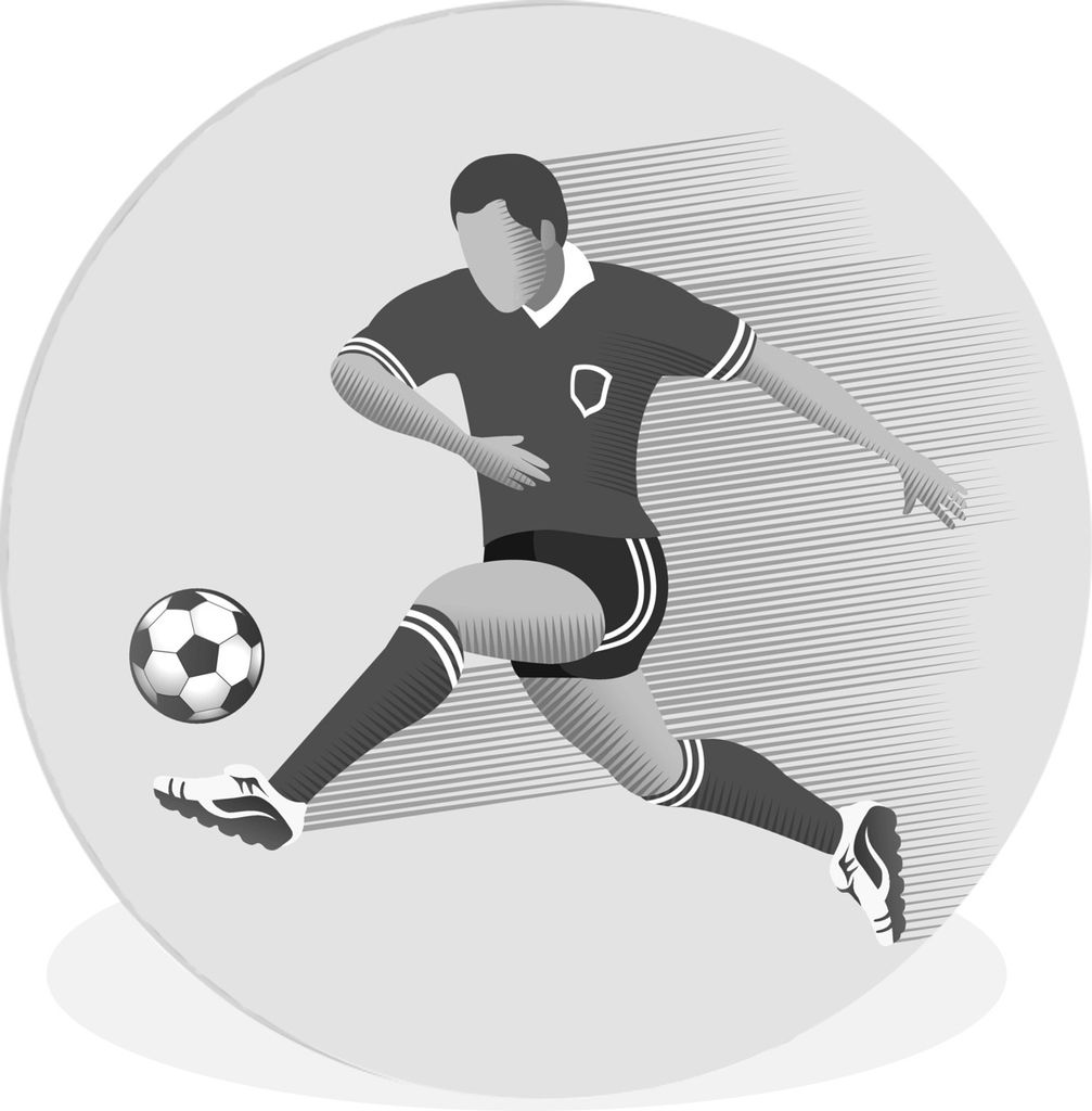 MuchoWow Rundes Wandbild - Runde Bilder Eine Illustration einer Person, die einen Fußball schießt - Mädchen - Jungen - Kinder Ø 60 cm Kreis W...