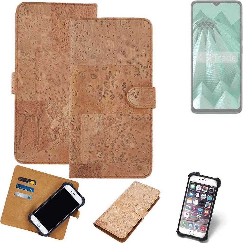 K-S-Trade Hülle kompatibel mit HMD Aura Kork Handyhülle Cover Schutzhülle TPU Case Bumper in Hellbraun, (1x)