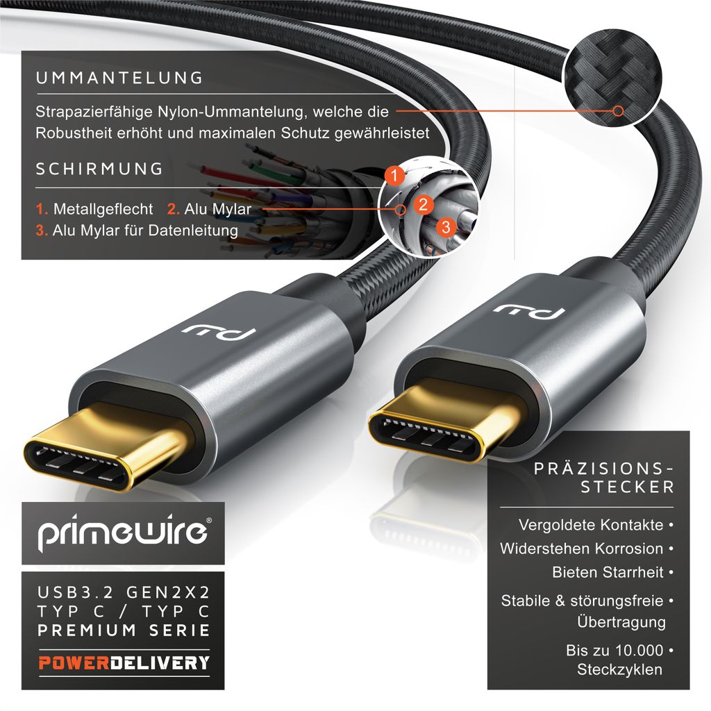 Primewire 2m kabel USB C 3.2 Gen 2x2-100W | Kaufland.cz