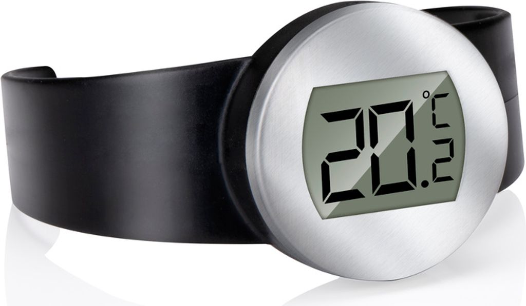 alpina Weinthermometer Platzierung um die Weinflasche - Passend für alle - Edelstahl Schwarz/Silber