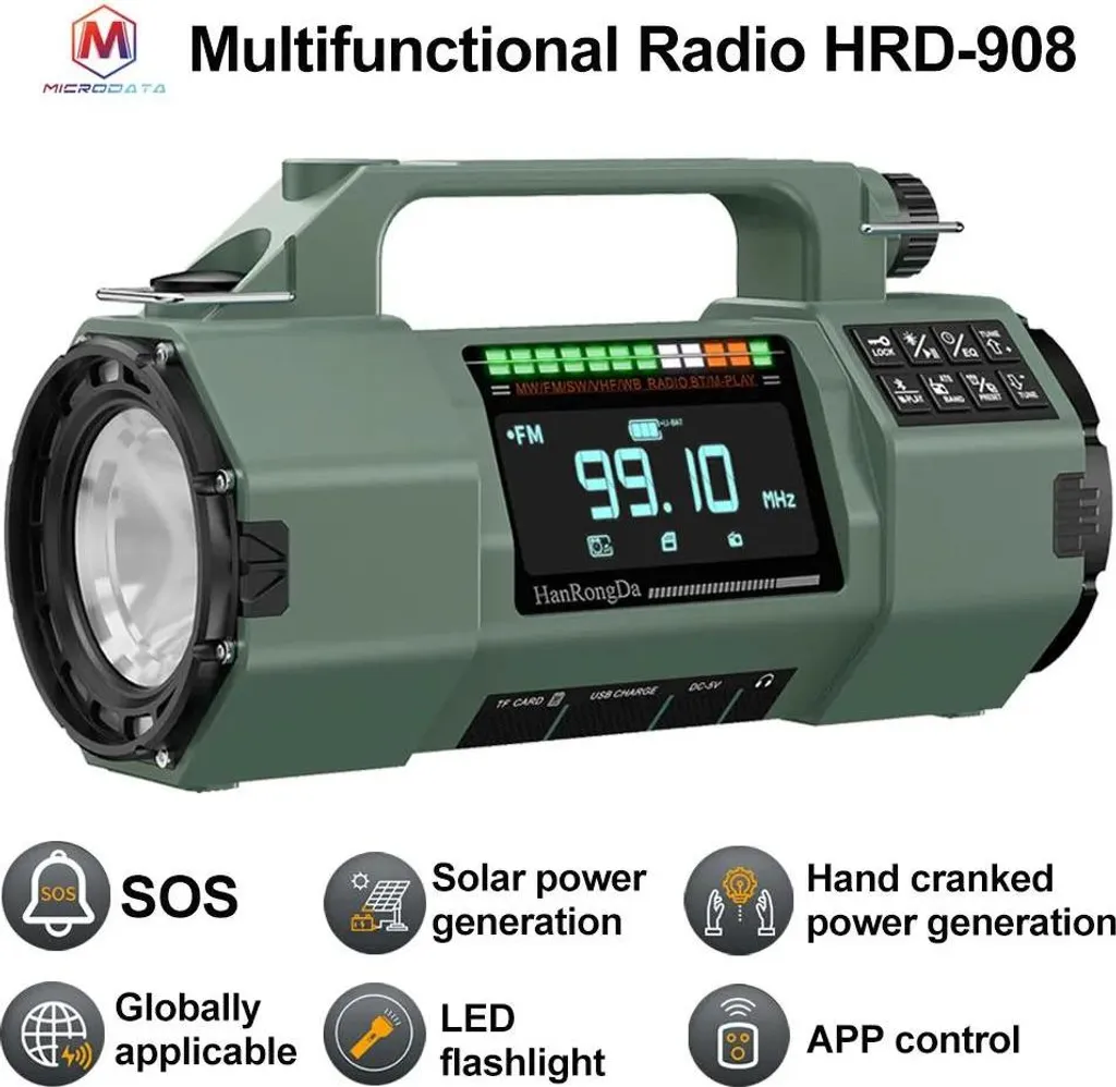 Radio de Survie Extérieure HRD-908 Écran Large et Chargeur de Téléphone