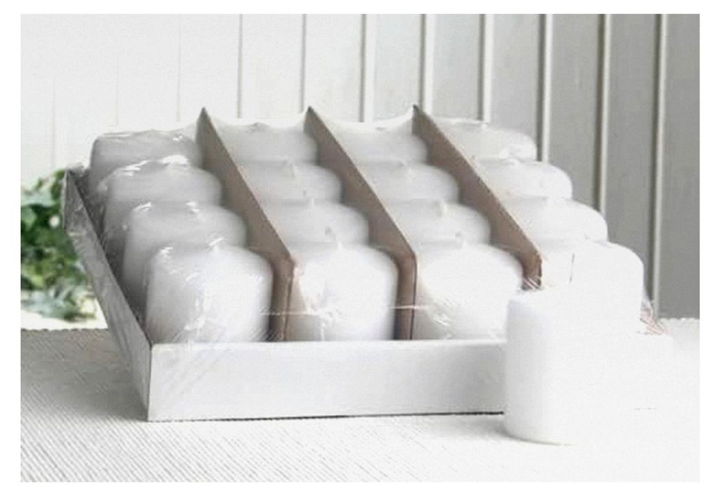 Sparpack: 16 Stumpenkerzen 7 x 6 cm Ø, weiß