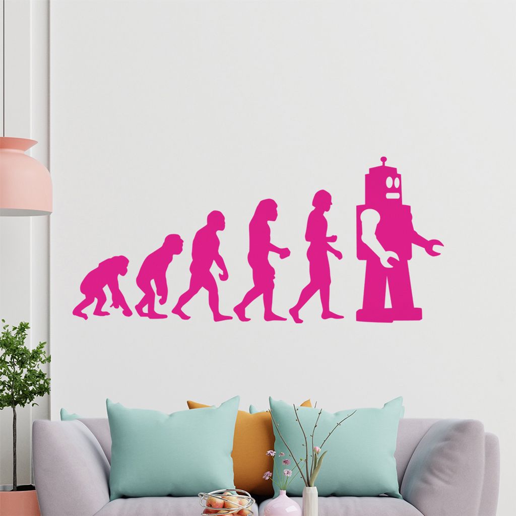 KIWISTAR Evolution - Roboter Maschinen Künstliche Intelligenz Wandtattoo in 6 Größen - Wandaufkleber Wall Sticker - Dekoration, Küche, Wohnzimm...
