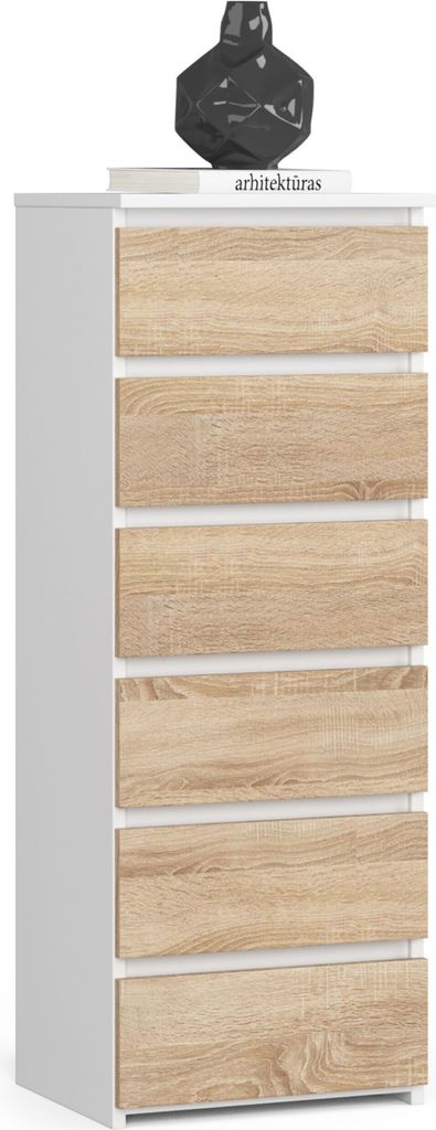 Kommode AKORD CL6 Weiß 40 cm 6 Schubladen Front Produktbild 