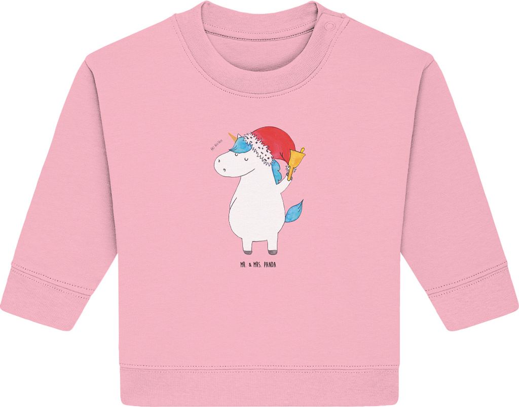 Mr. & Mrs. Panda Organic Baby Pullover Einhorn Weihnachtsmann 6. - 12. Monat - Baumwolle Pink - Geschenk, Unicorn, Bullover, Gin, Schokolade, Einh...