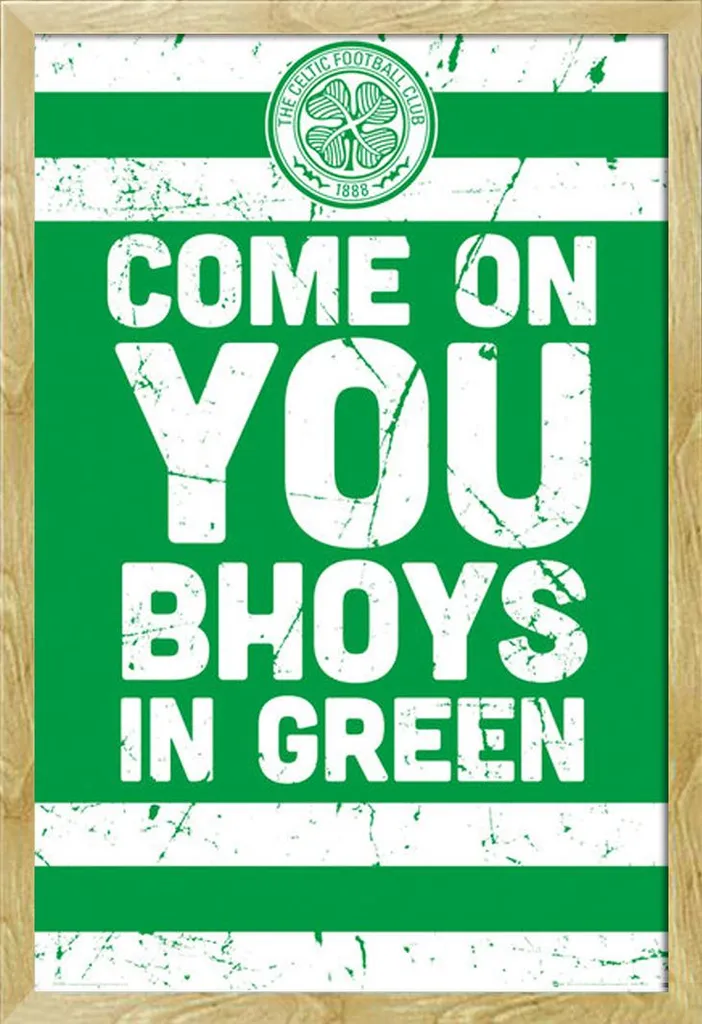 Affiche Foot Celtic FC Vintage Cadre Shinsuke 61x91.5cm Vitre Acrylique