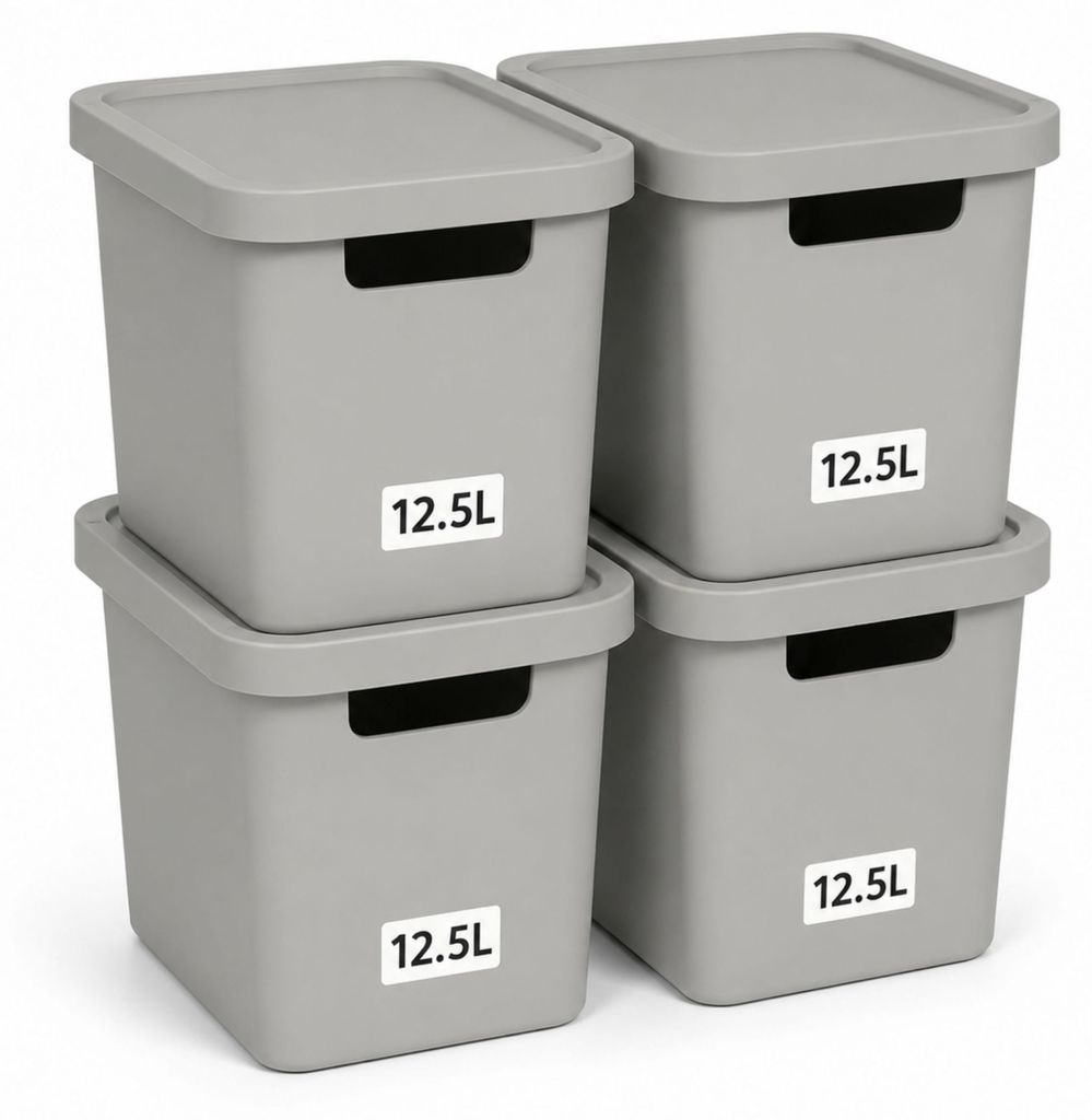 Plastard Aufbewahrungsbox mit Deckel 4er-Set 12,5 Liter in Produktbild 