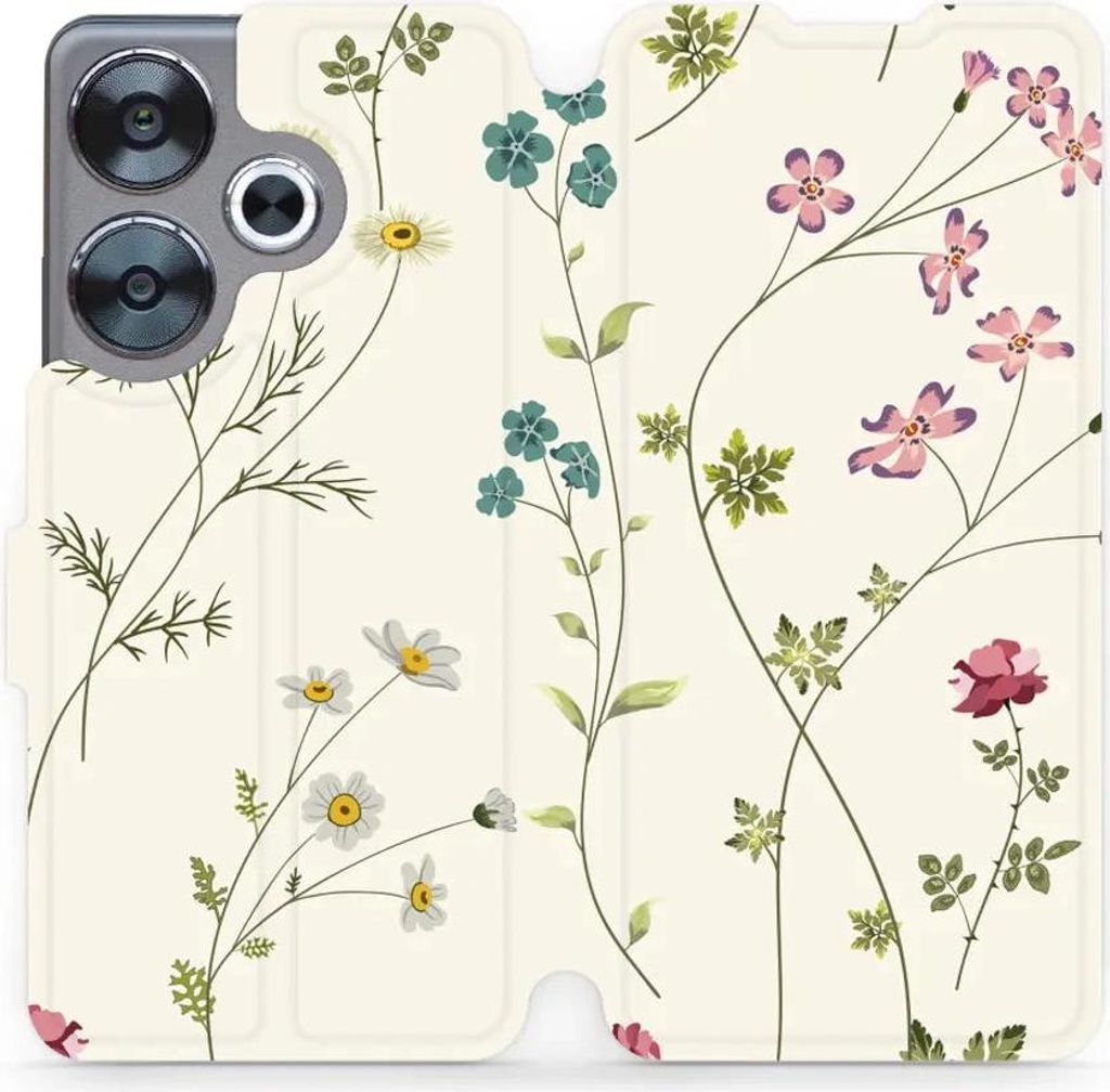 Handyhülle mit klappe für Xiaomi Poco F6, Mobiwear Book, Feldblumen