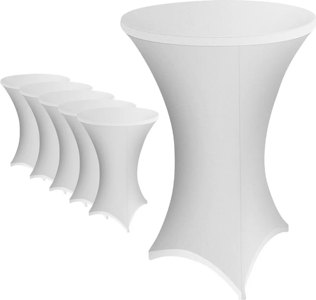 Set 5 Fodere Elasticizzate per Tavoli Alti Ø80 cm Bianchi Jopassy