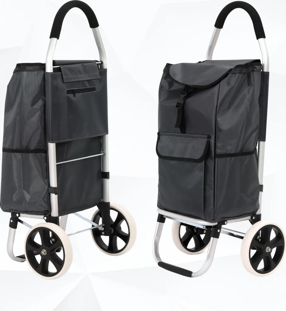 Carrello Spesa Eco-Grigio | Portaspesa Leggero in Tessuto Riciclabile