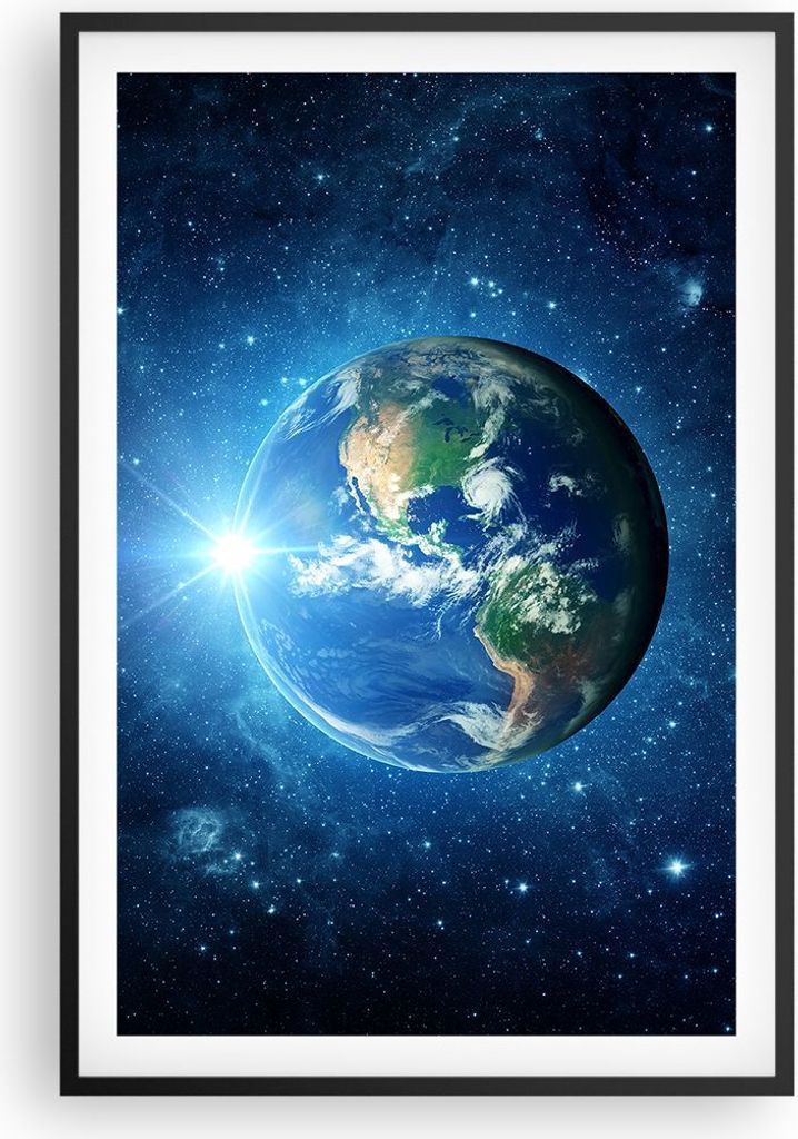 Gerahmtes Poster - Schwarzer Rahmen - Erde Universum Sterne Galaxie - 61x91,5 cm - Wand Bild - Wanddeko - Wandbilder - Wandposter - Bilderrahmen - ...