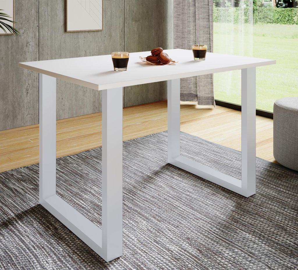 VCM Holzesstisch | H. 76 x B. 110 x T. 50 cm | hochwertiges und massives Fußgestell | Füße aus Eisen | Küchentisch - Xona U