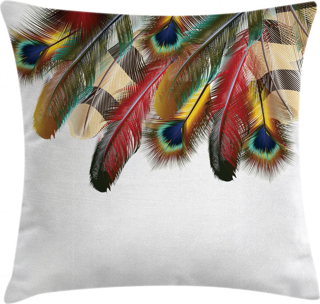 ABAKUHAUS Pfau Kissenbezug, Vibrierende Federn Boho, Waschbar mit Reißverschluss Kissenhülle mit Farbfesten Klaren Farben Beidseitiger Druck, 40 ...
